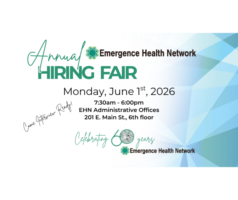 Image shares information about EHN Hiring Fair set for Monday, June 1, 2026 at its downtown office.
