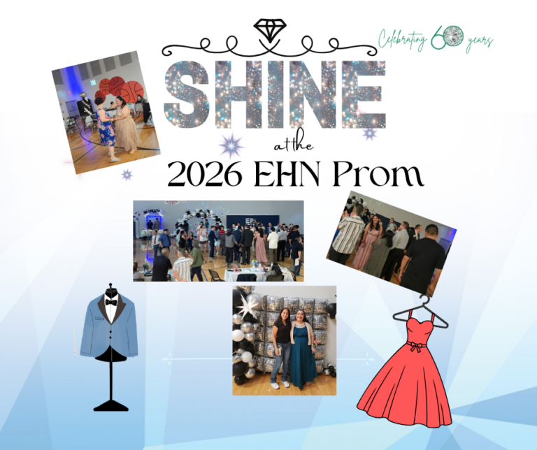 Image shows EHN IDD clients dancing at prom, hosted just for them.